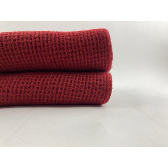 Crate & Barrel Wool Baby Blanket Brick Red Fringe Soft Waffle Portugal Kristina - Picture 9 of 13